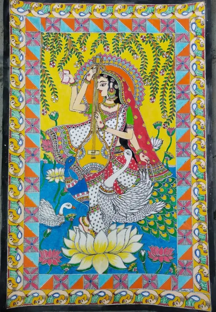 Sarswati Maa Mithila Painting