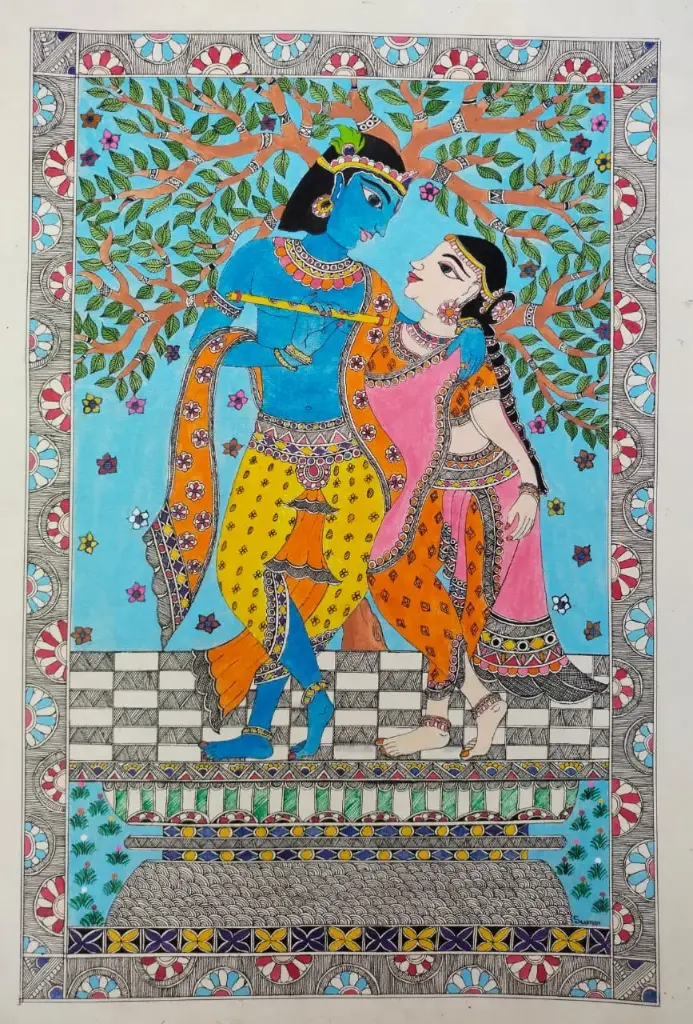 Radha - Krishna Mithila Painting